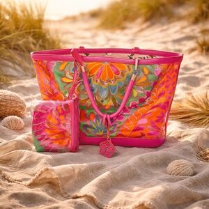 Vibrant Trina Turk Tote Bag with Matching Pouch